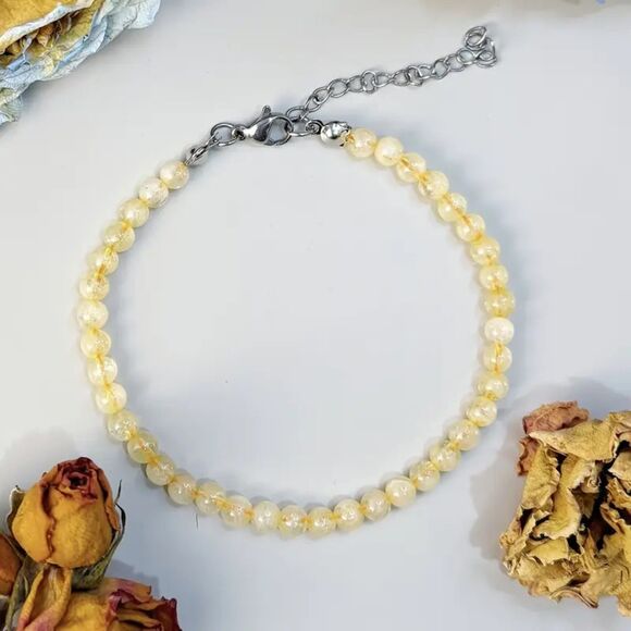 Citrine Gemstone Crystal Bracelet Adjstble Stacking Dainty November Healing Boho - Picture 2 of 5